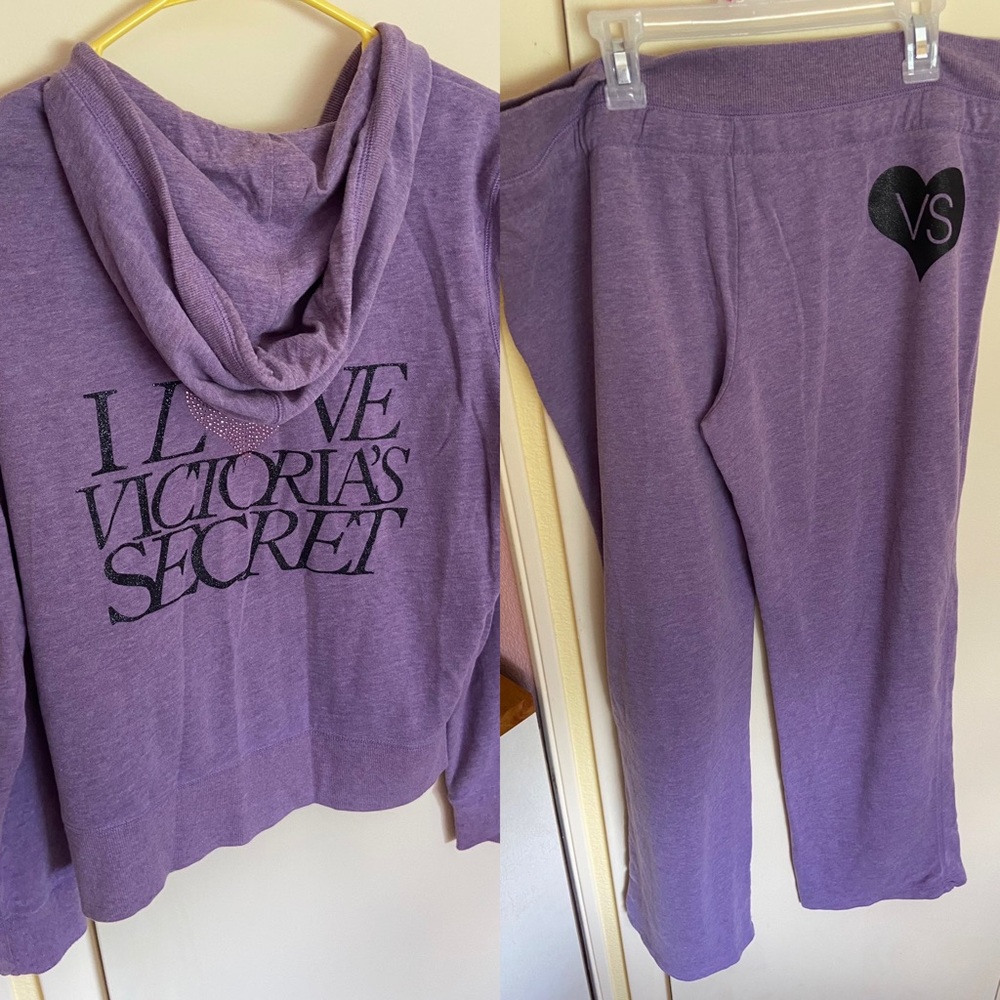 Victorias Secret Lounge Hoodie Track Suit Purple Supermodel Essentials Large